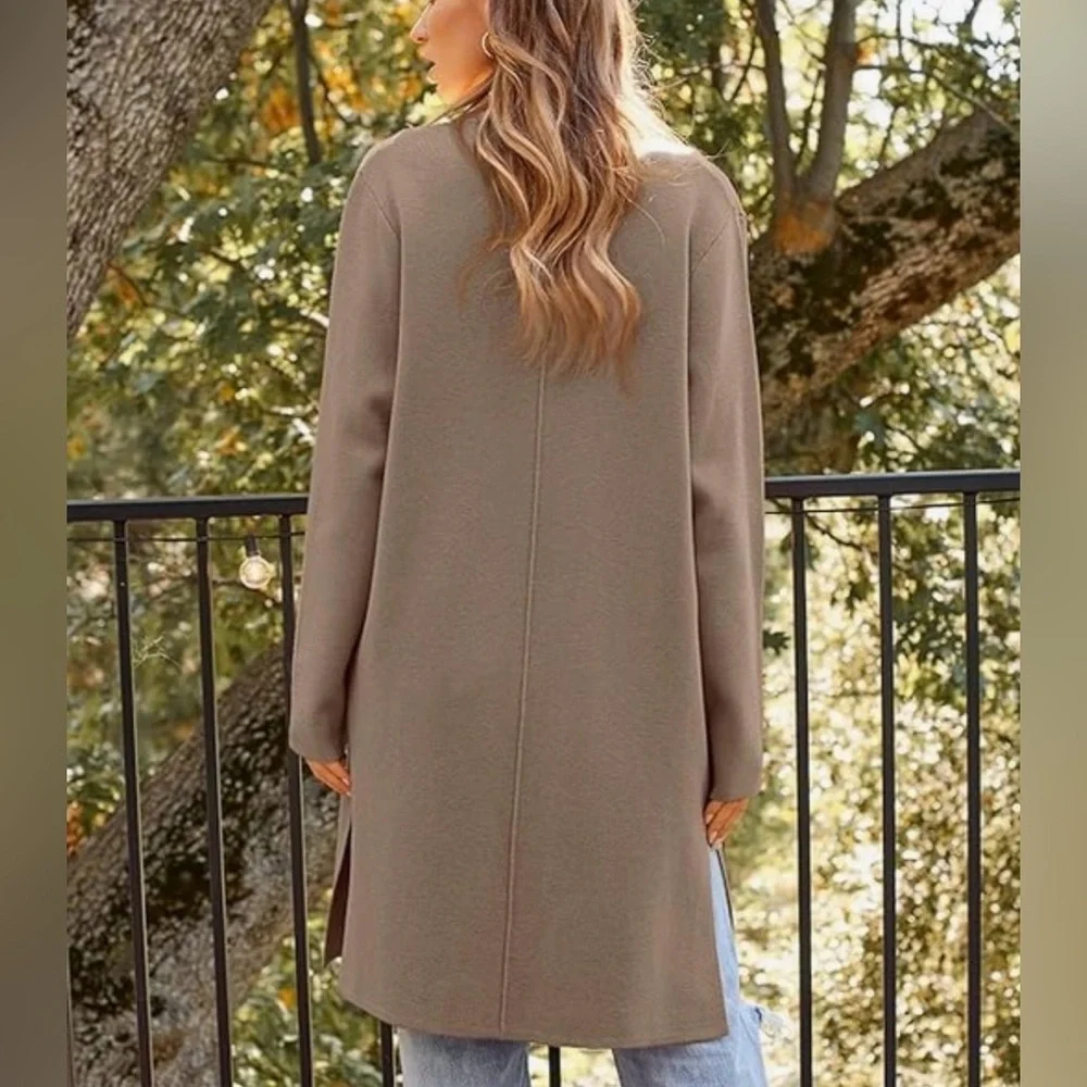 Women's Tan Cardigan Sweater - Picture 5 of 13